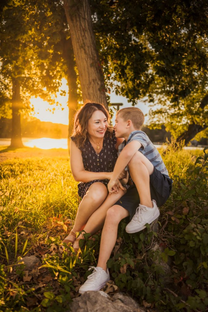 Mother and son at sunset - North Liberty Family Photographer