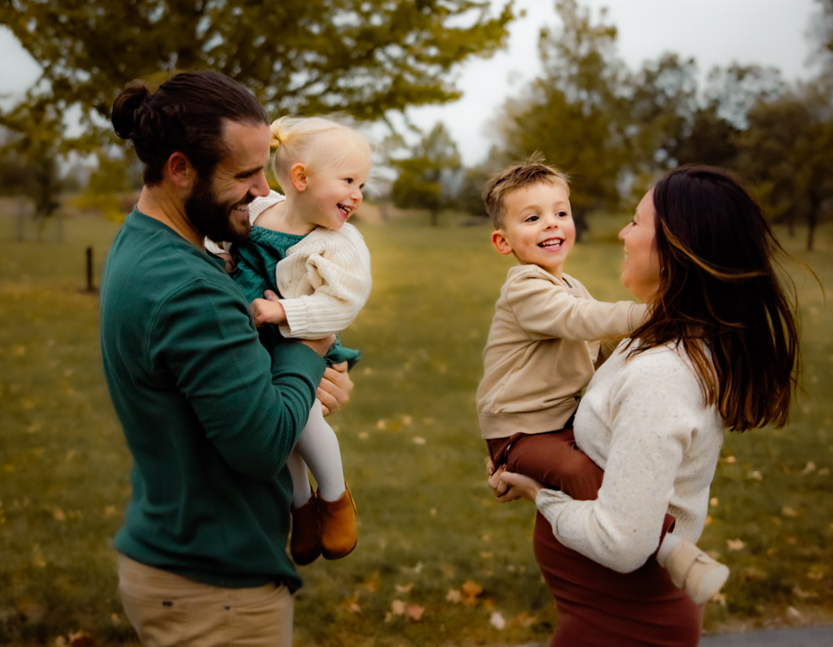 Family on a windy day