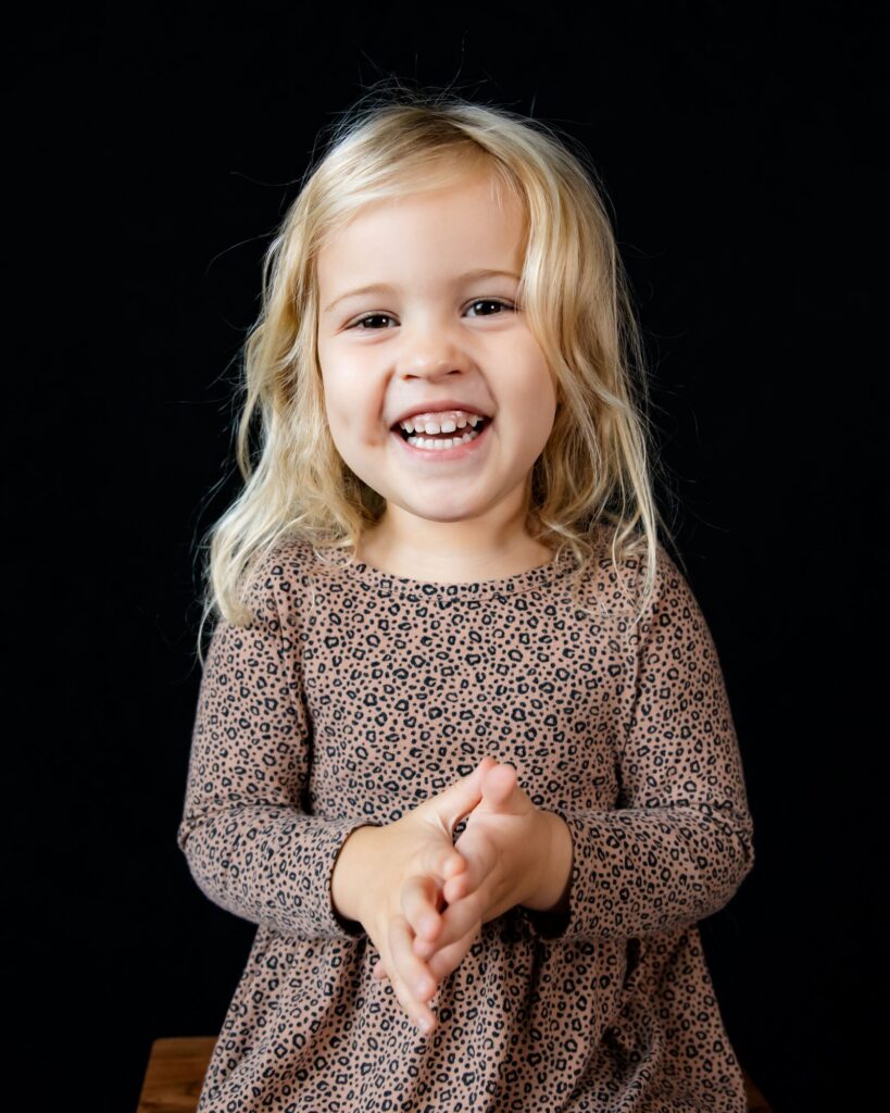 Fine Art School Photography Little girl in leopard print dress